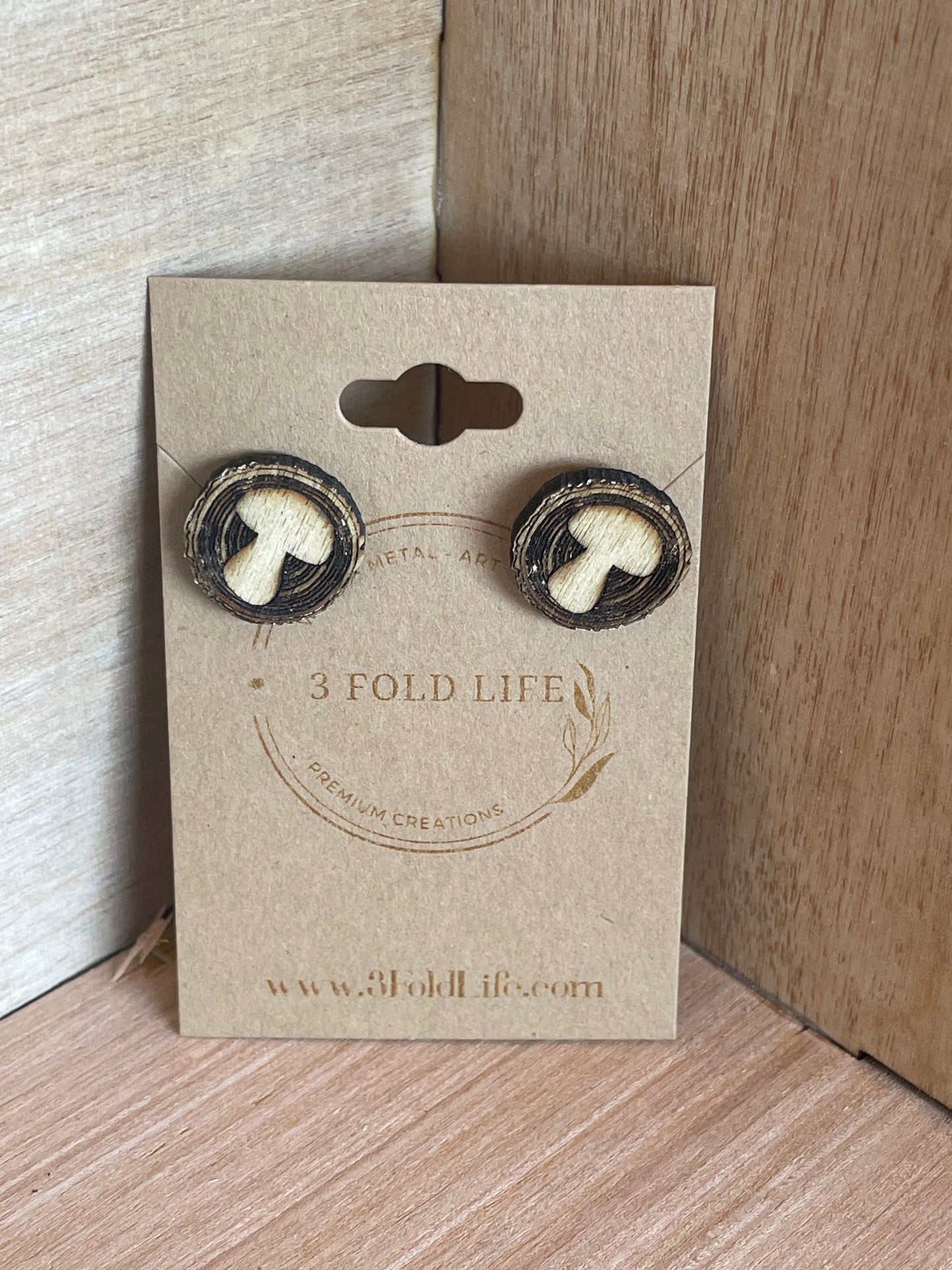 Rustic Round Mushroom Earrings