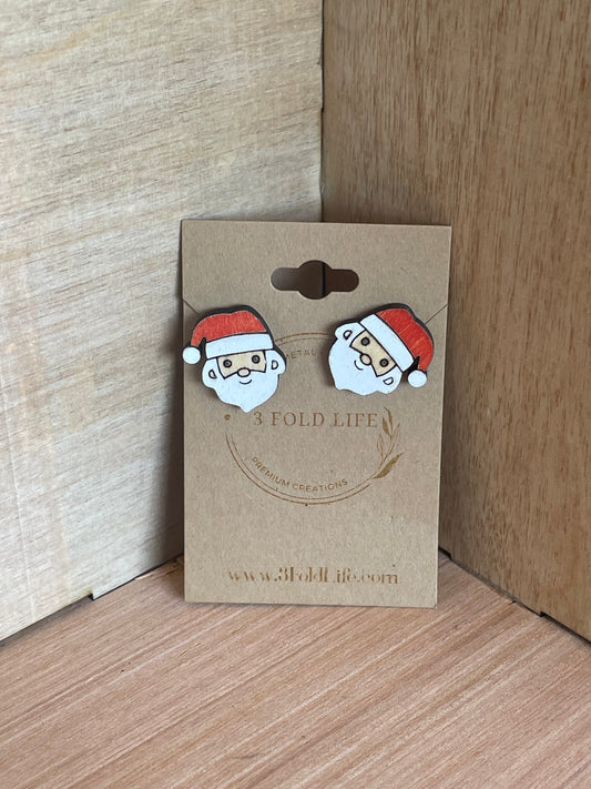 Wooden Santa Clause Earrings