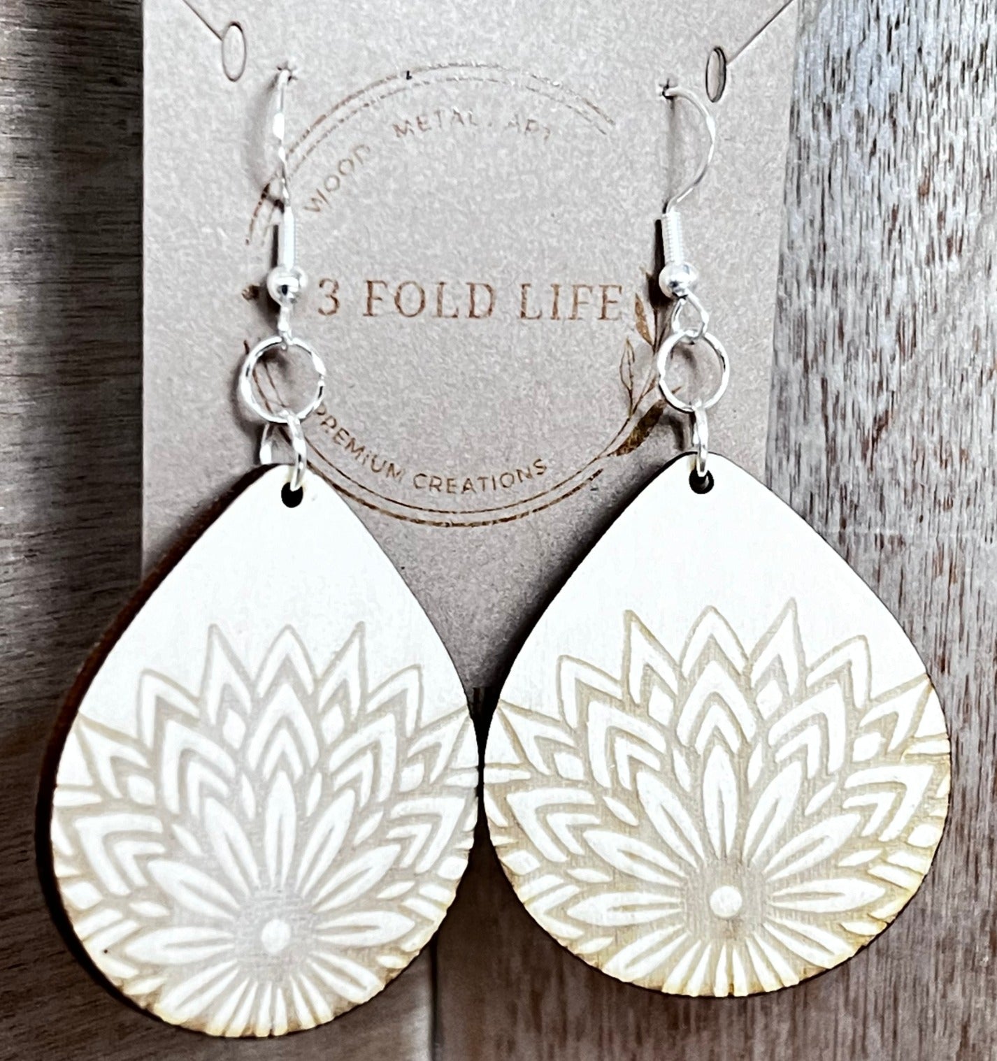 Drop Etched Mandala Earrings