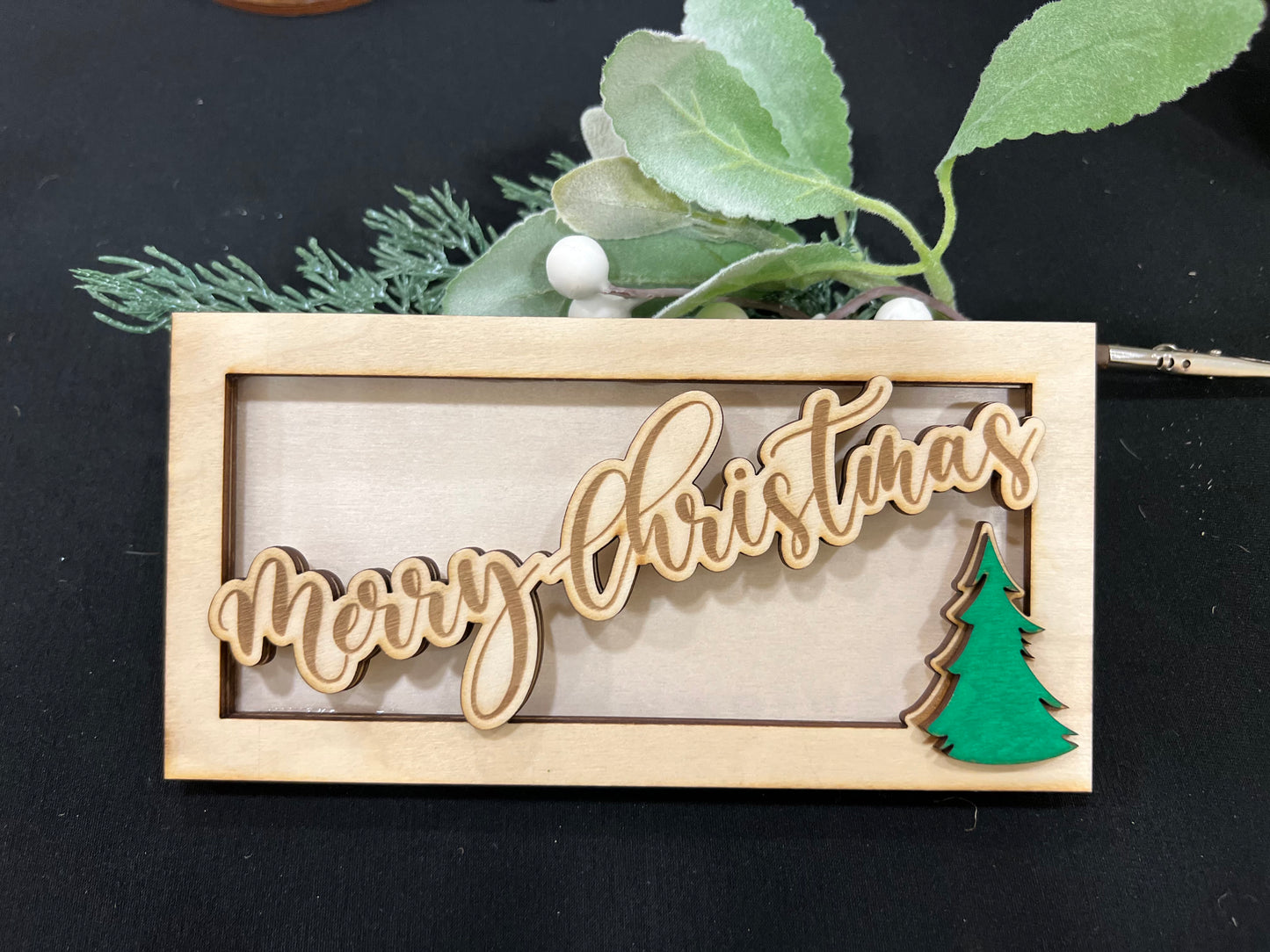 Merry Christmas Wood Money Envelope Christmas Tree